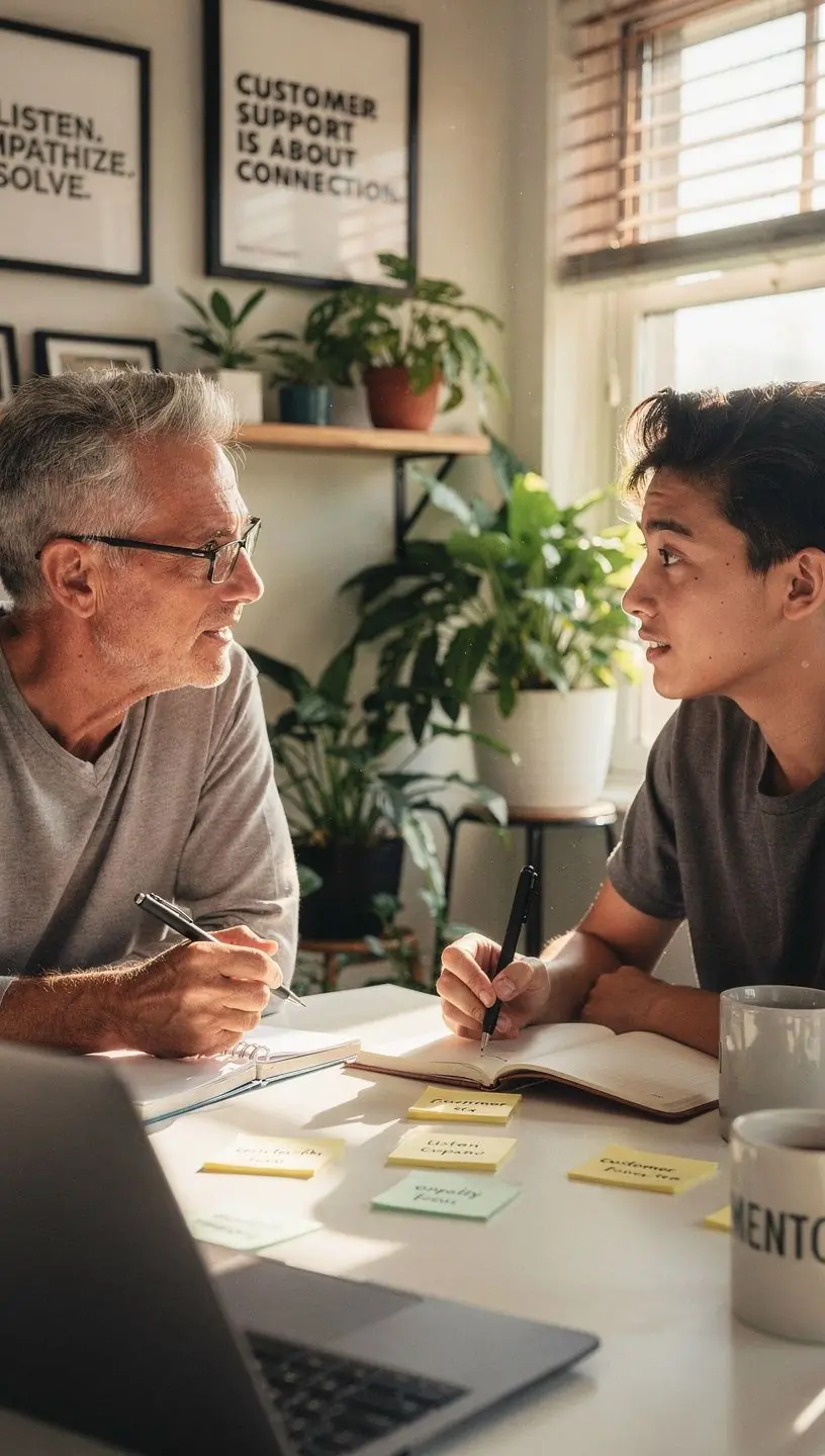 Egy oktató bemutatja a hatékony kommunikációs technikákat a telefonos ügyfélszolgálat során.